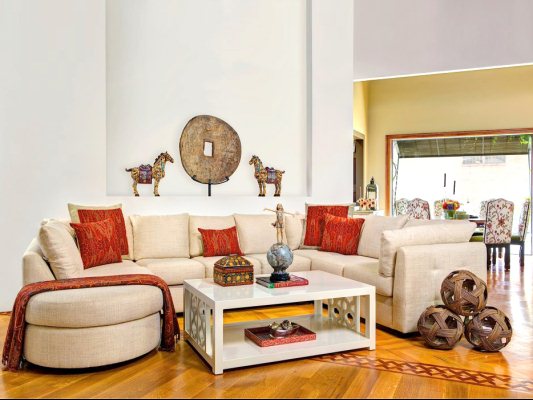Modern Couch with Antiques